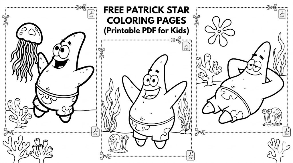 Free Patrick Star Coloring Pages (Printable PDF for Kids)