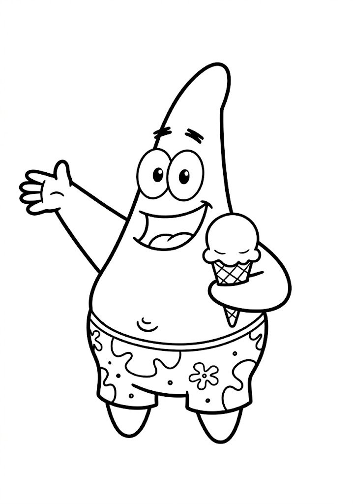 Patrick Star Holding Ice Cream