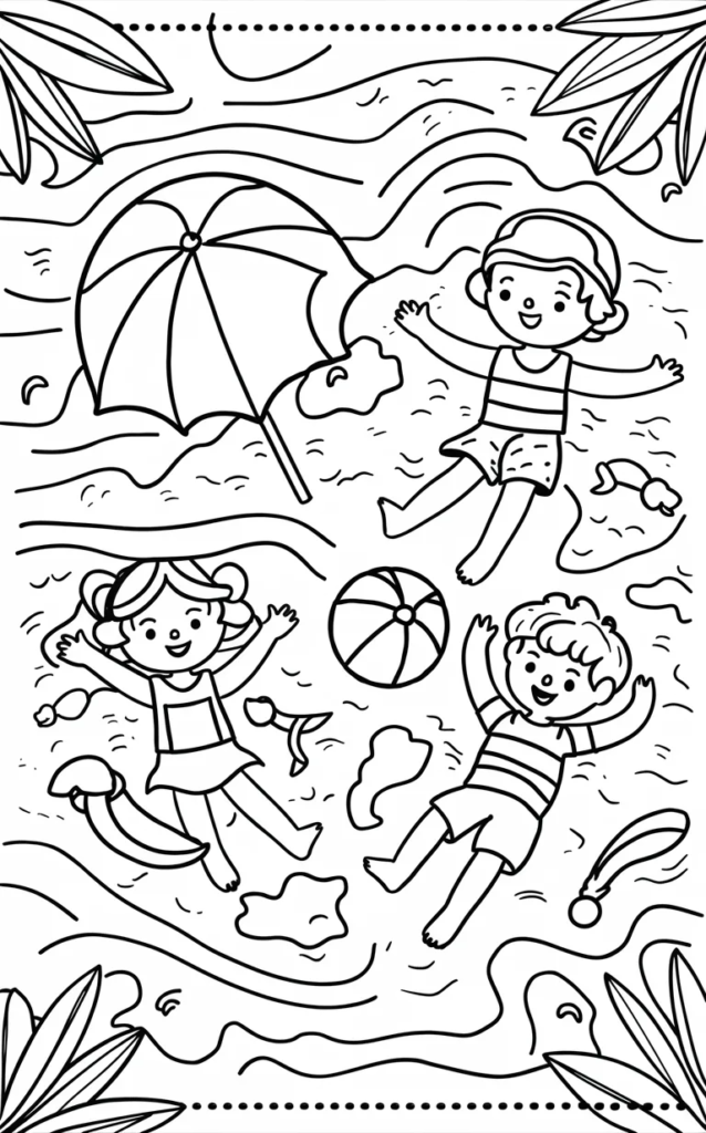 Beach Summer Coloring Sheet