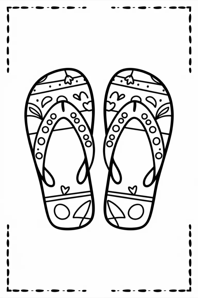 Summer Flip Flops Coloring Page