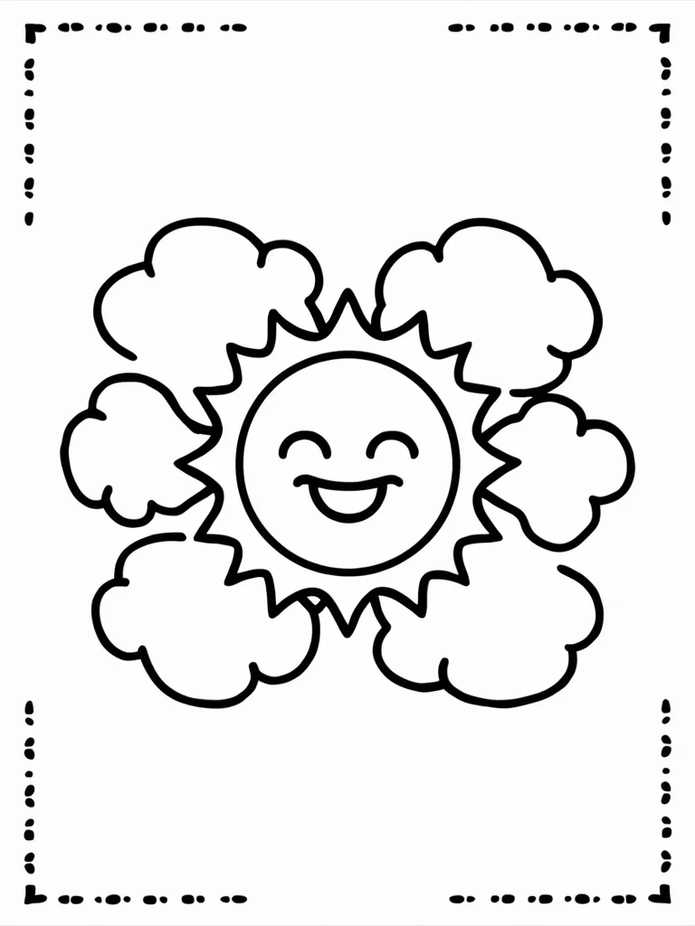 Sunshine and Clouds Coloring Page