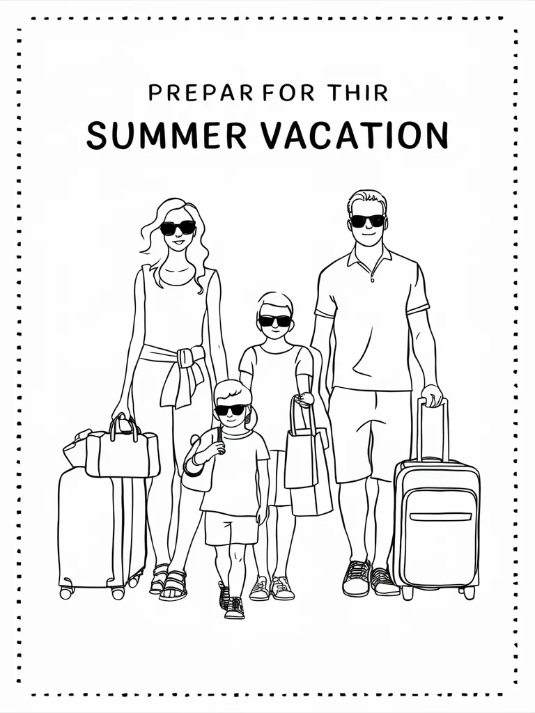Summer Vacation Coloring Page
