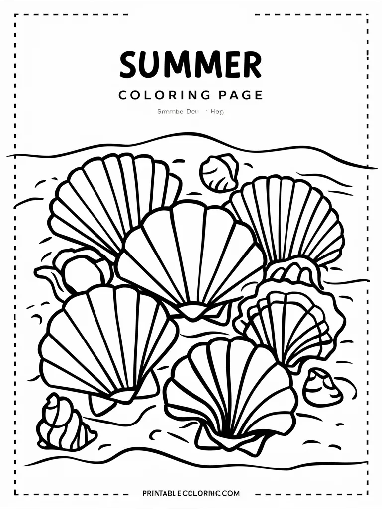 Summer Seashell Coloring Page