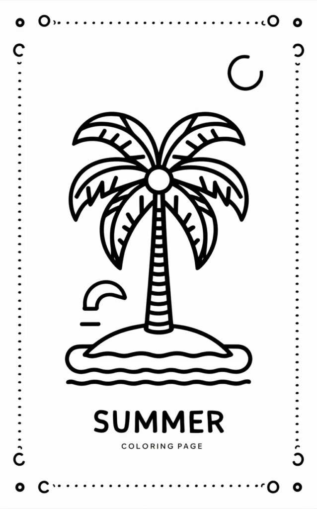 Summer Vacation Coloring Page