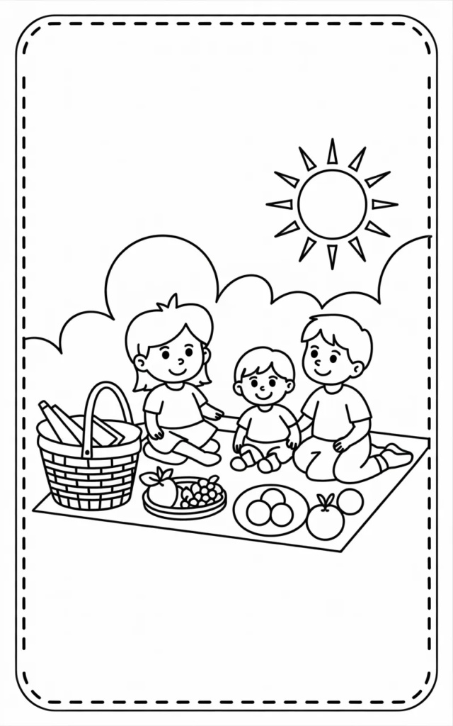 Summer Picnic Coloring Page