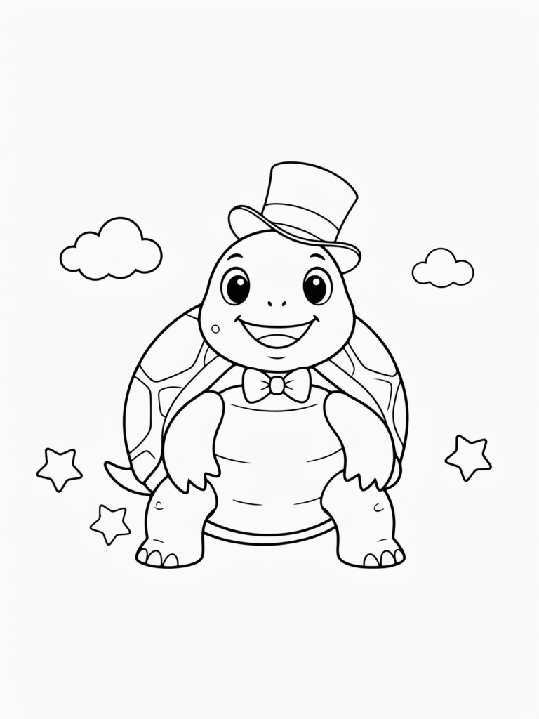 Funny turtle wearing a small hat.