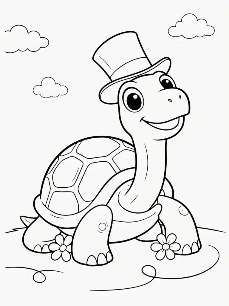 Funny turtle wearing a small hat.