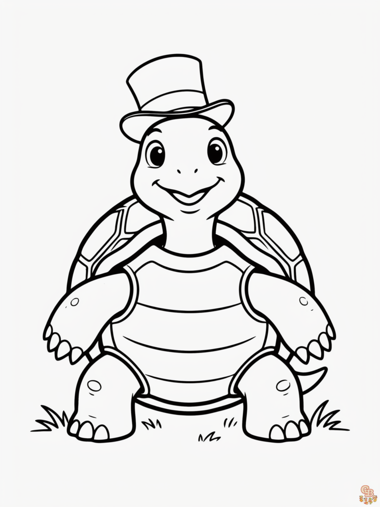 Funny turtle wearing a small hat.