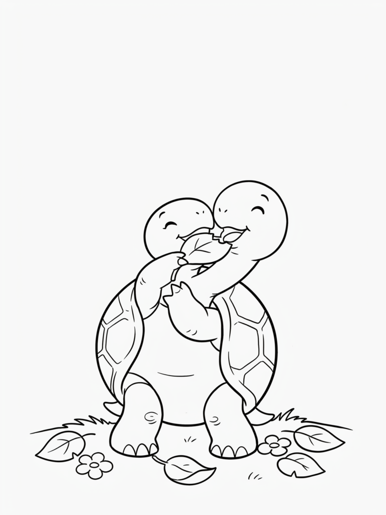 Turtle eating fresh leaves.