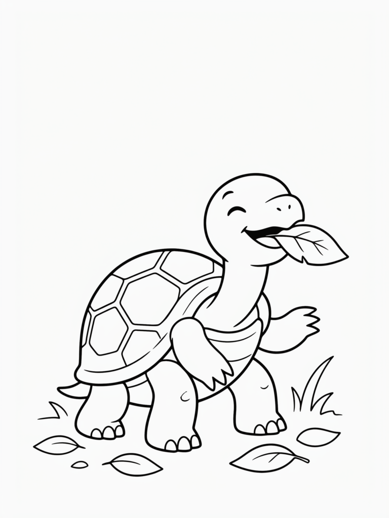 Turtle eating fresh leaves.