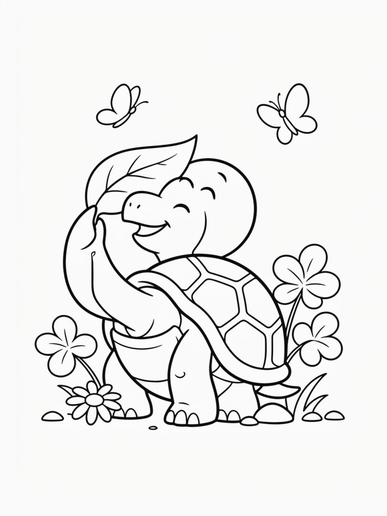 Turtle eating fresh leaves.