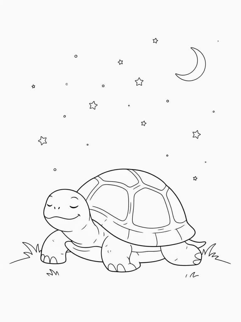Sleeping turtle with tiny stars above.