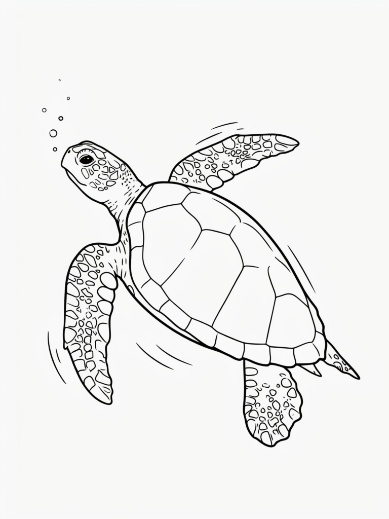 Realistic sea turtle swimming gracefully.