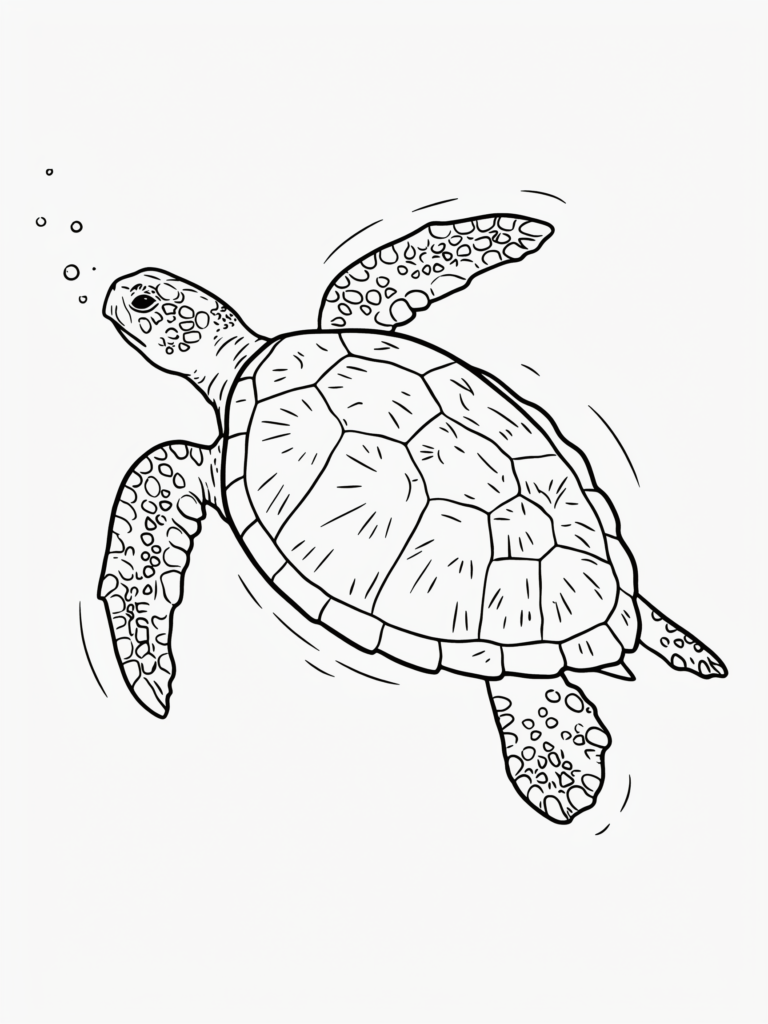 Realistic sea turtle swimming gracefully.