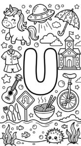 12 Letter U coloring pages for kids