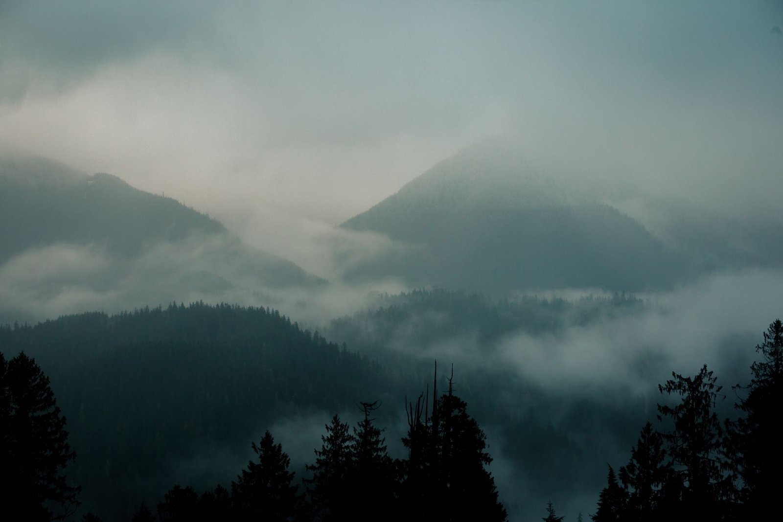 Misty fall mountains wallpaper