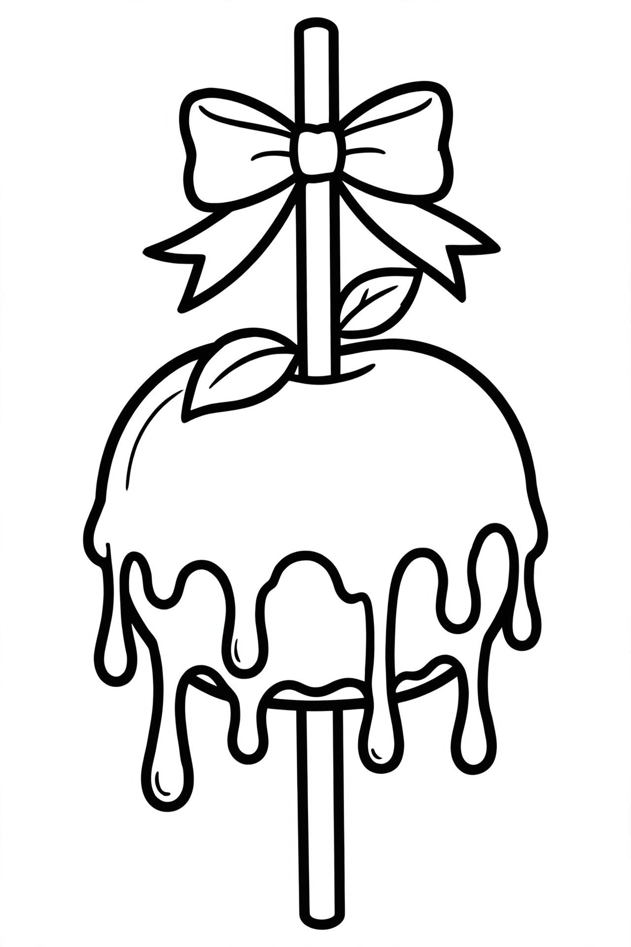 Candy apple Halloween coloring page for kids