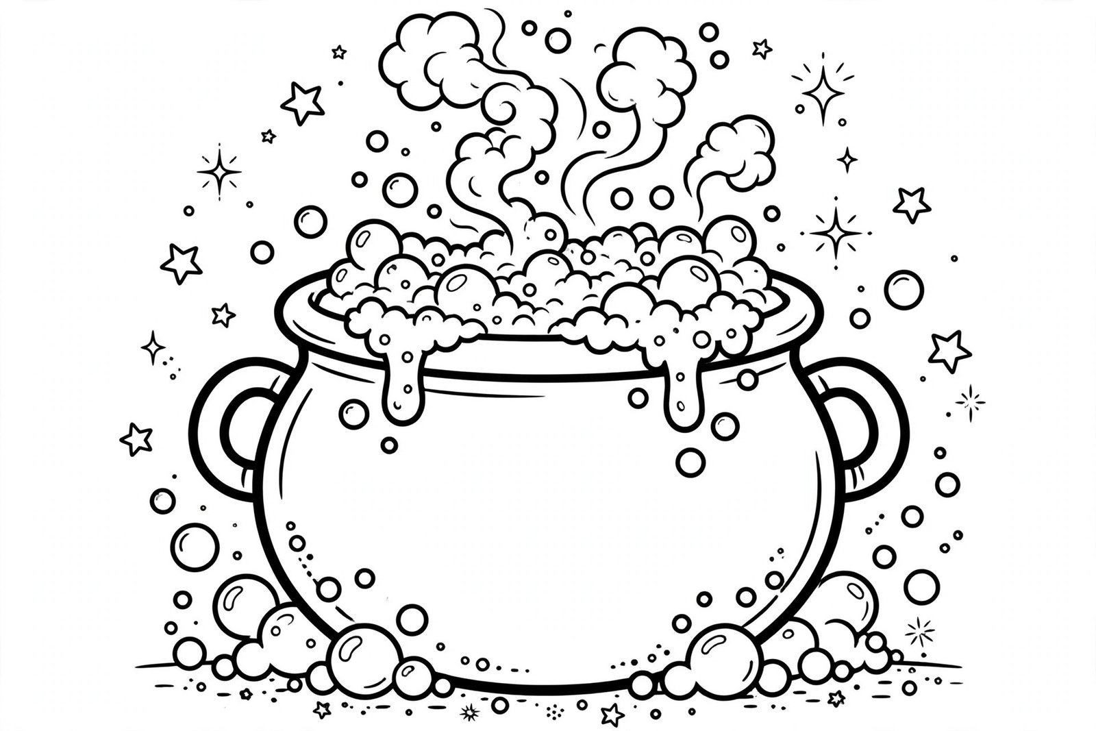 Witch cauldron Halloween coloring page for kids
