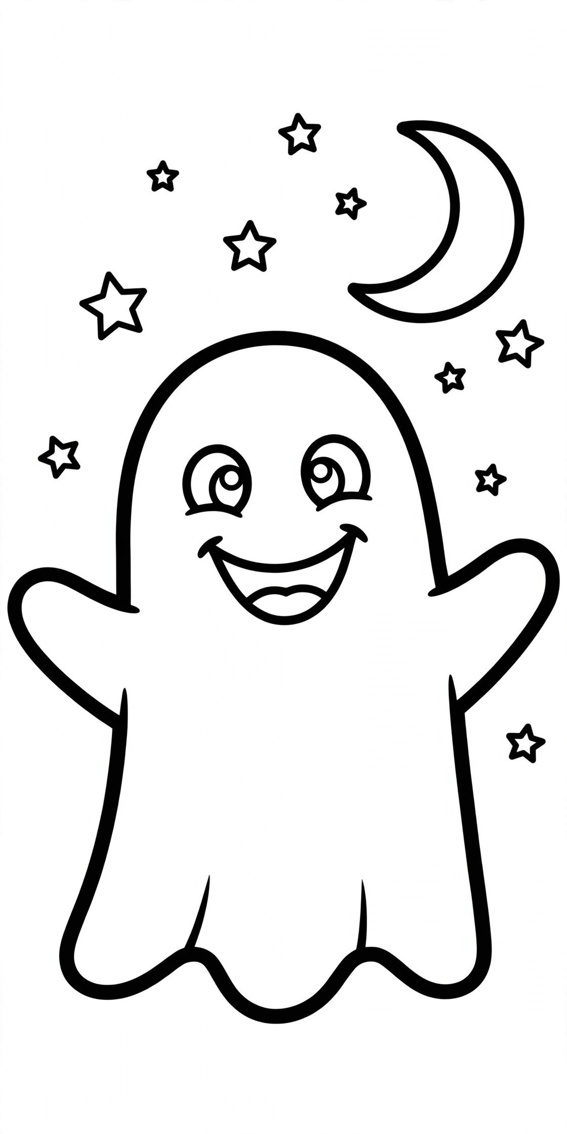 Cute ghost Halloween coloring page for kids