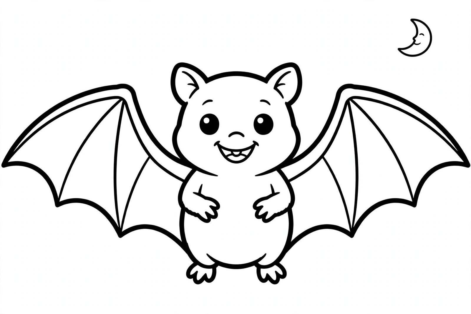 Friendly bat Halloween coloring page