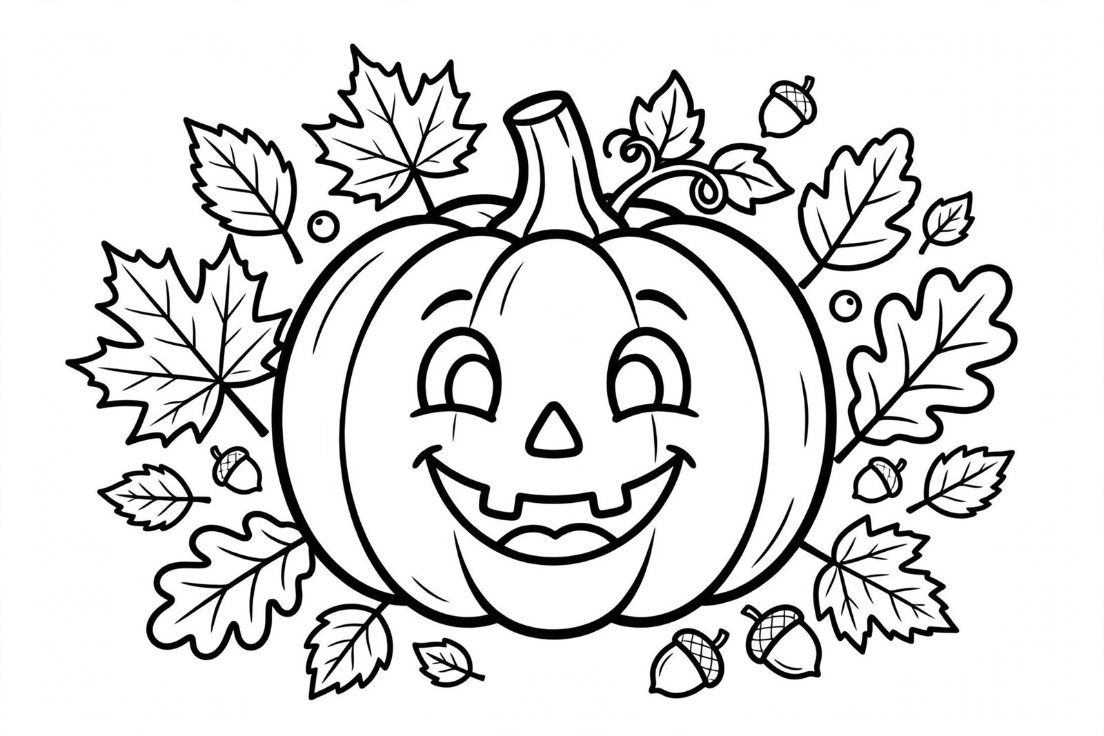 Smiling jack-o-lantern pumpkin Halloween coloring page