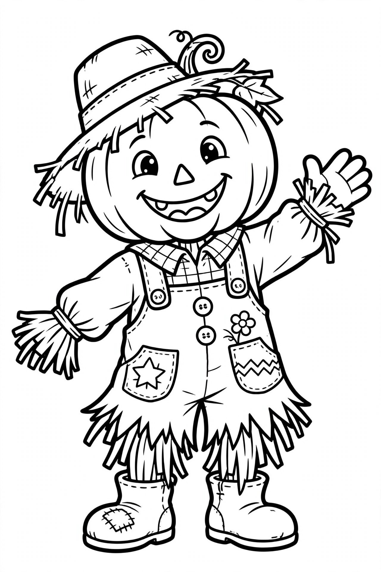 Scarecrow Halloween coloring page for kids