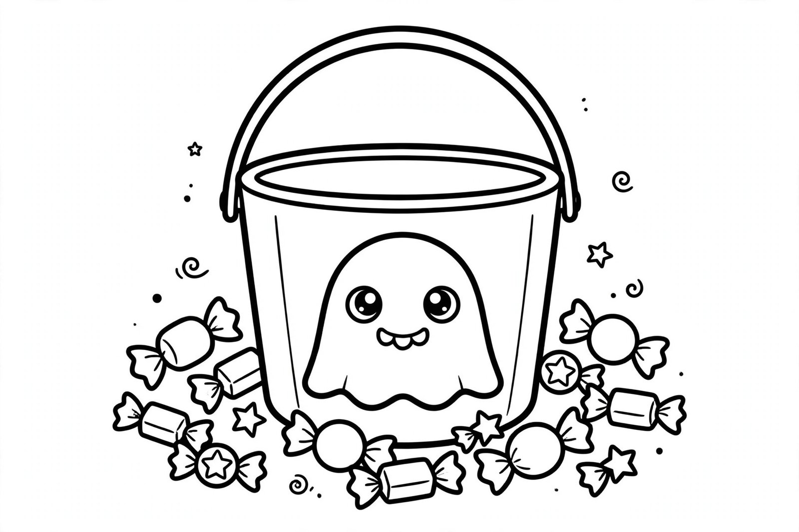 Trick-or-treat bucket Halloween coloring page