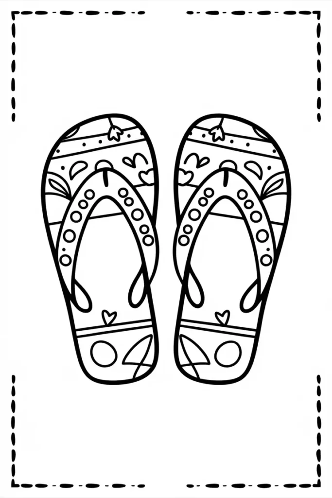 Summer Flip Flops Coloring Page