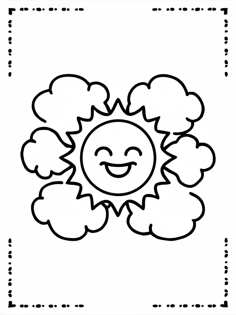 Sunshine and Clouds Coloring Page
