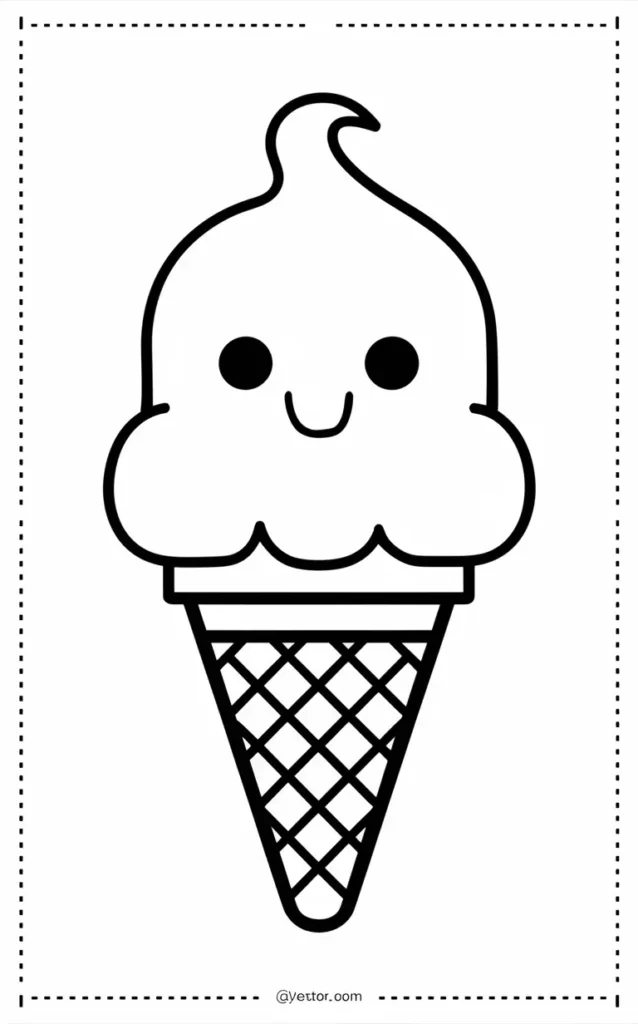 Ice Cream Summer Coloring Page