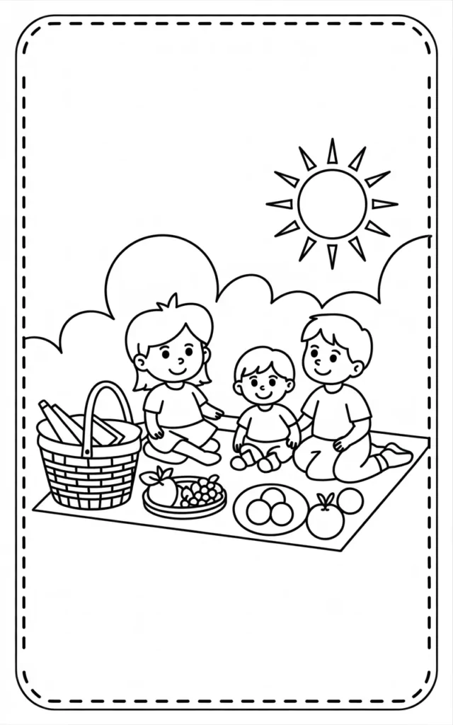 Summer Picnic Coloring Page