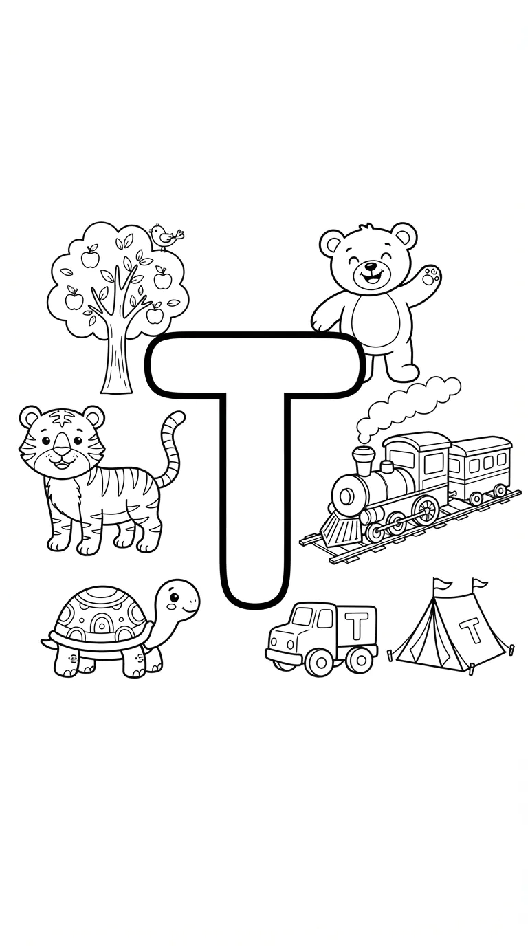 Letter T Coloring Pages