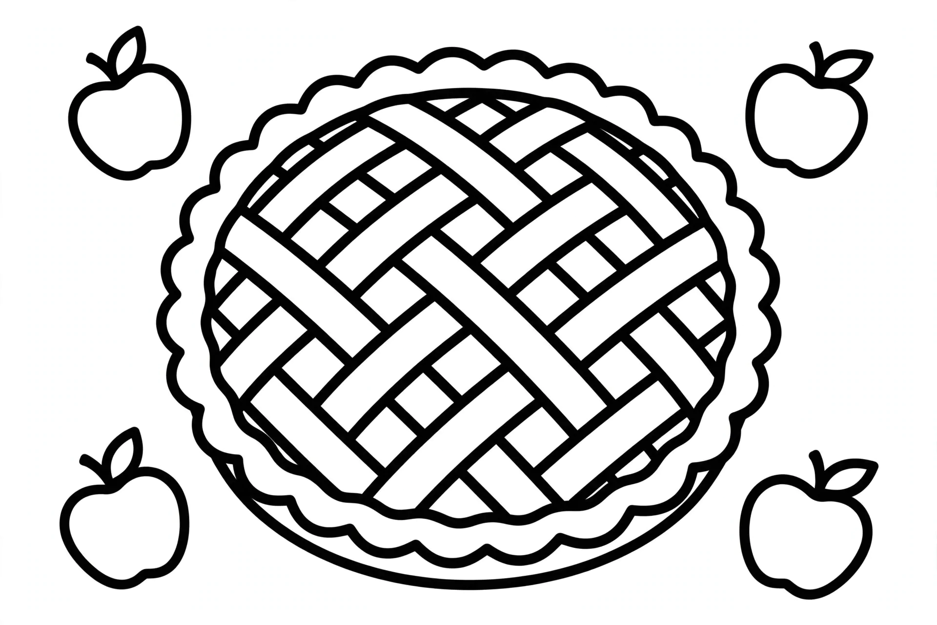 Apple pie Thanksgiving coloring page for kids
