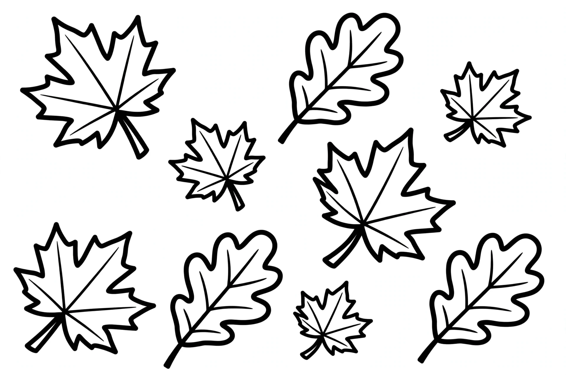 Autumn leaves Thanksgiving coloring page for kids