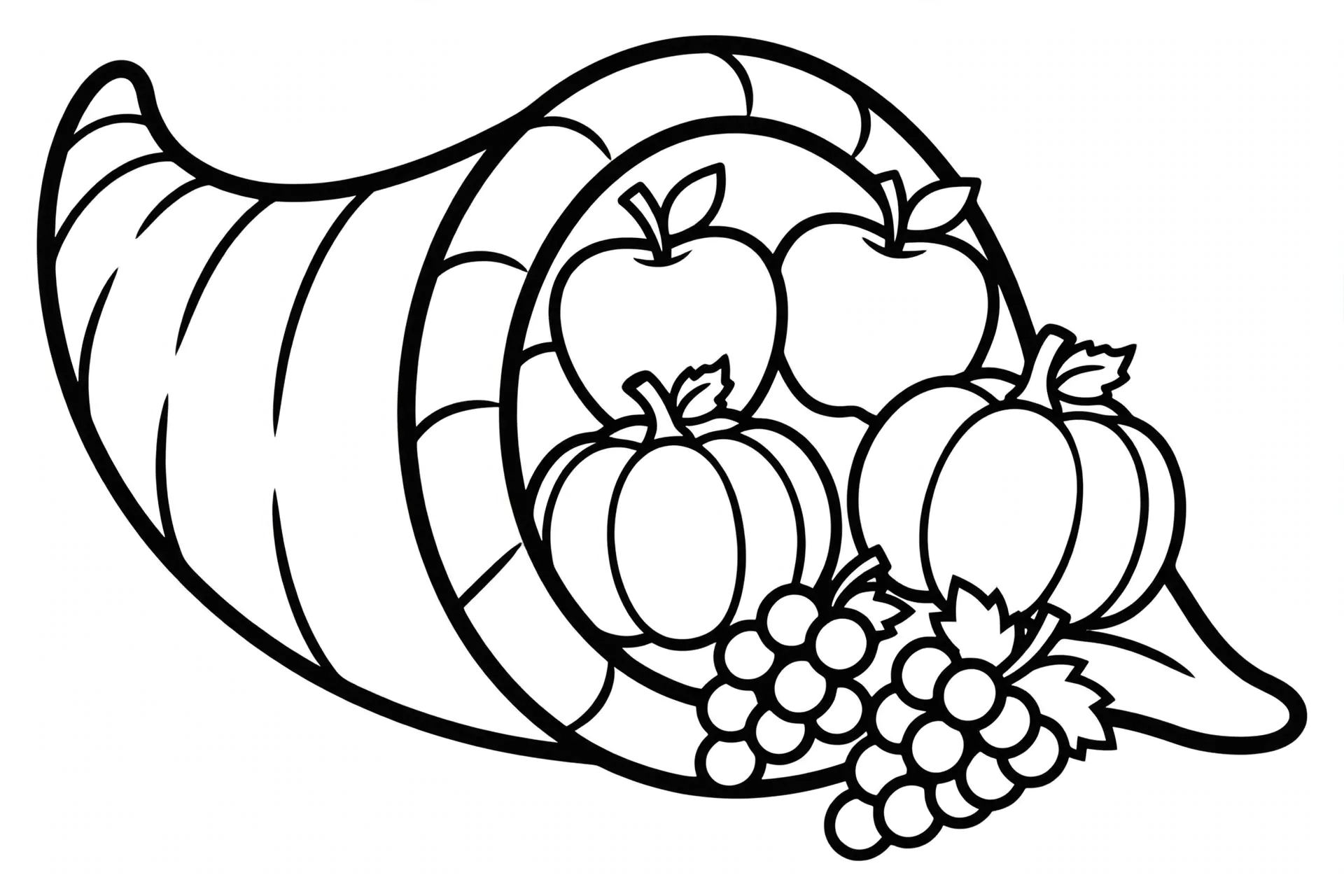 Cornucopia Thanksgiving coloring page for kids
