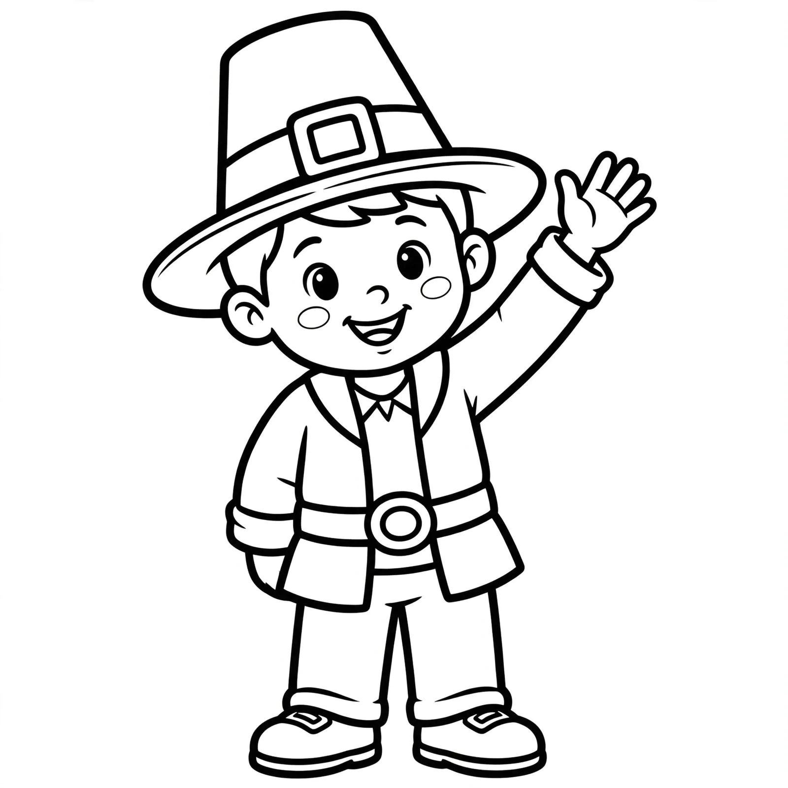 Pilgrim boy Thanksgiving coloring page for kids