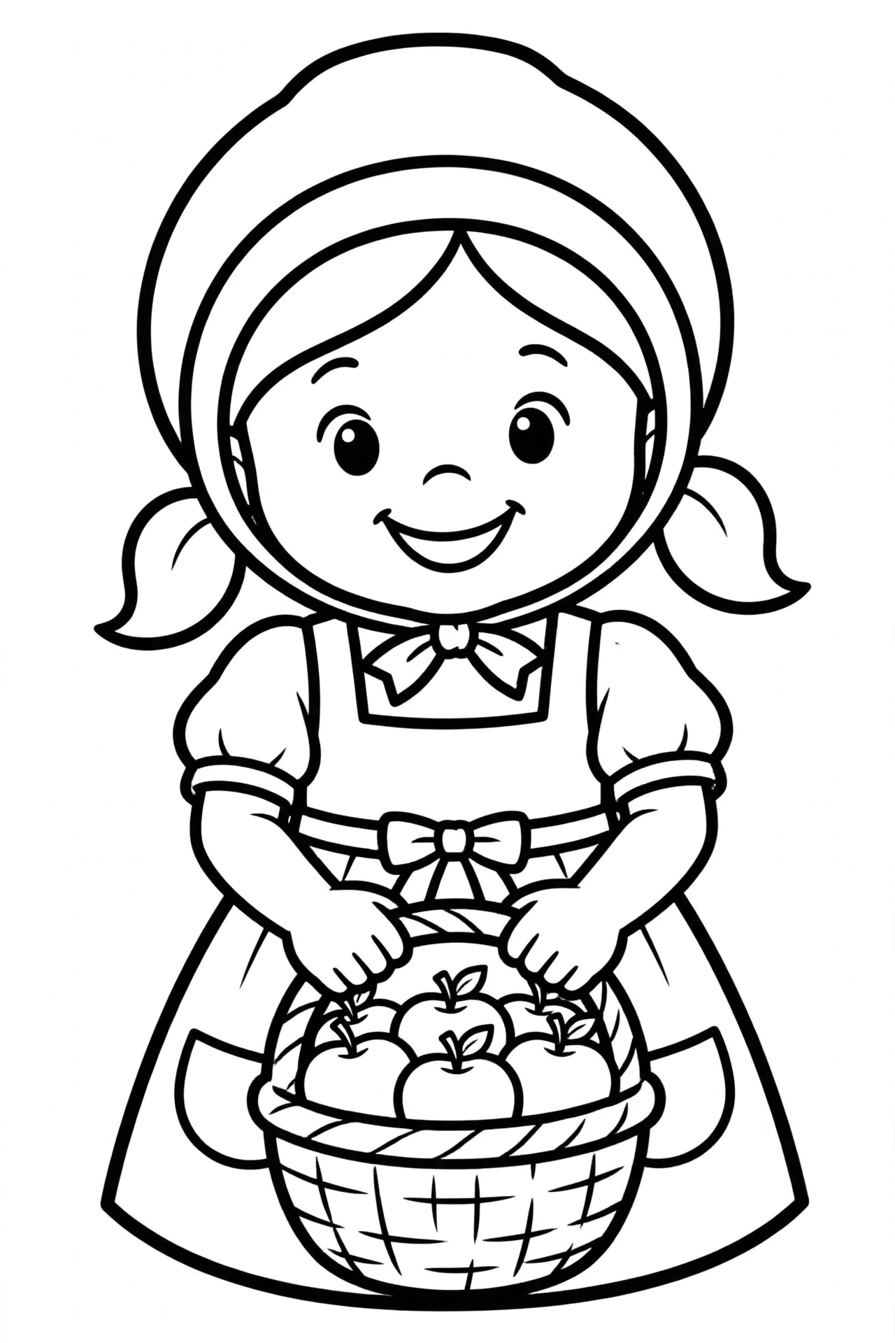 Pilgrim girl Thanksgiving coloring page for kids