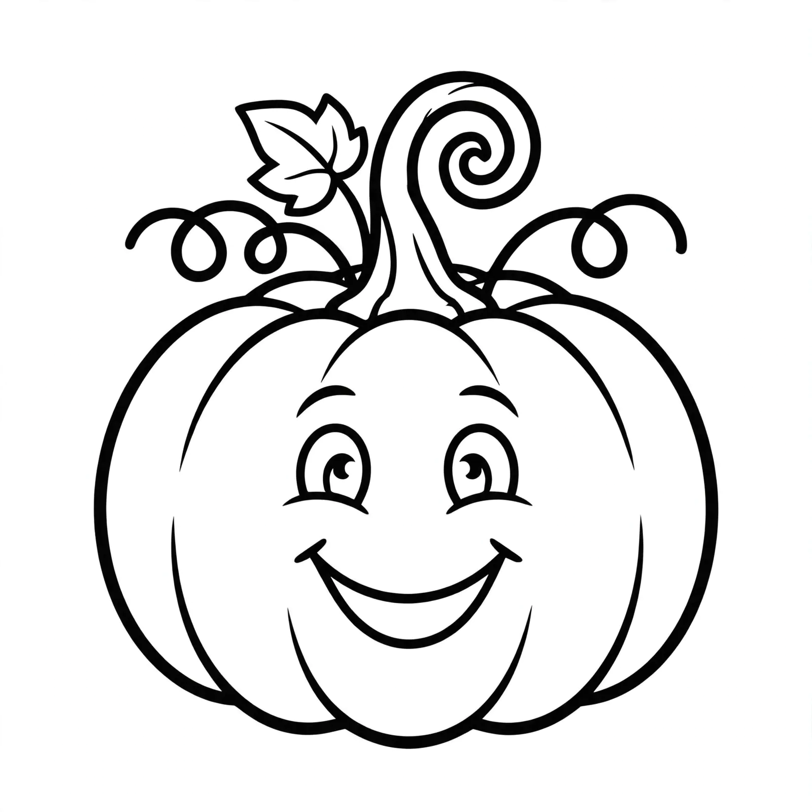 Happy pumpkin Thanksgiving coloring page for kids